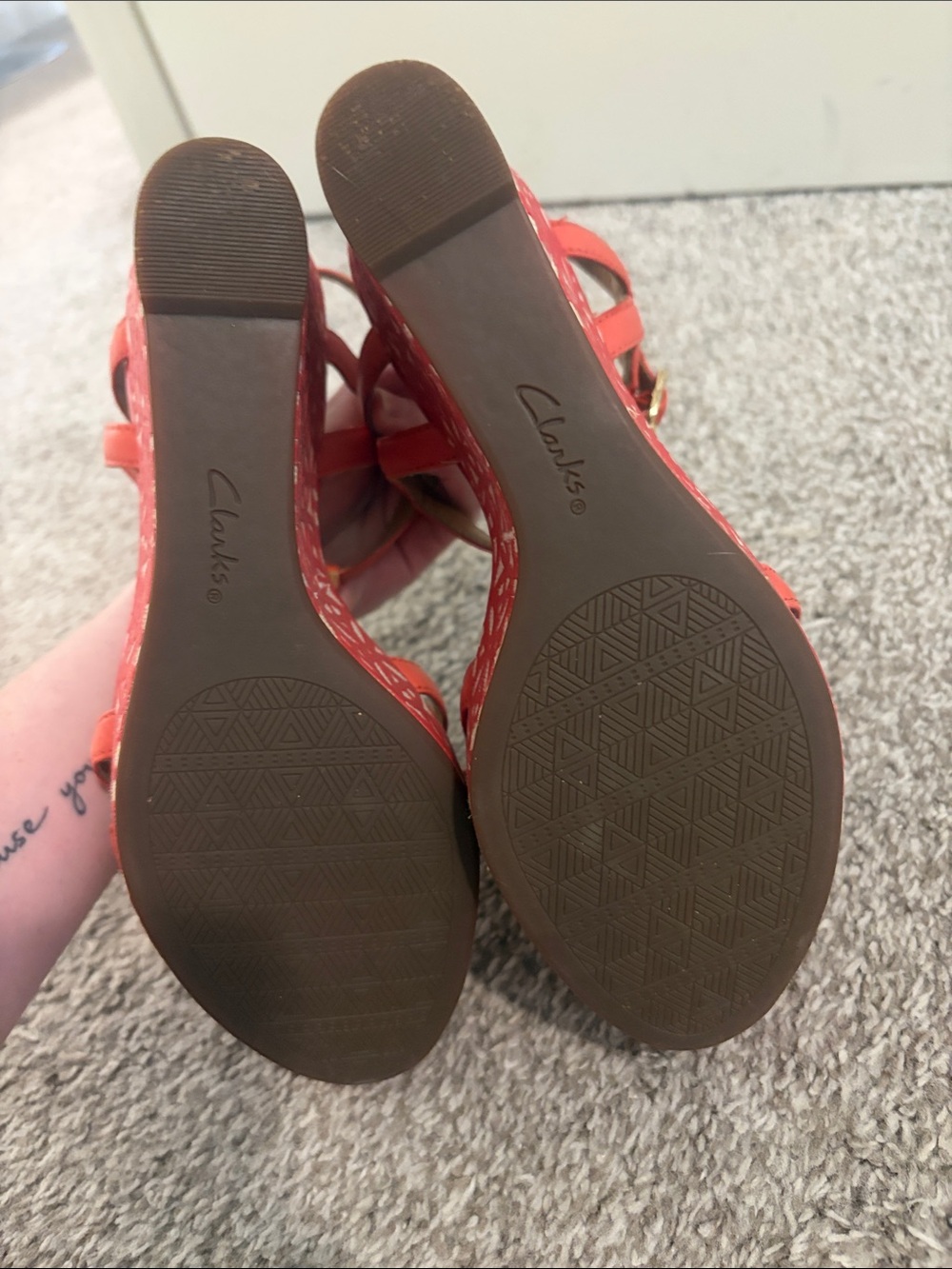 Clarks Coral Patterned Wedge Sandals - Picture 5 of 7